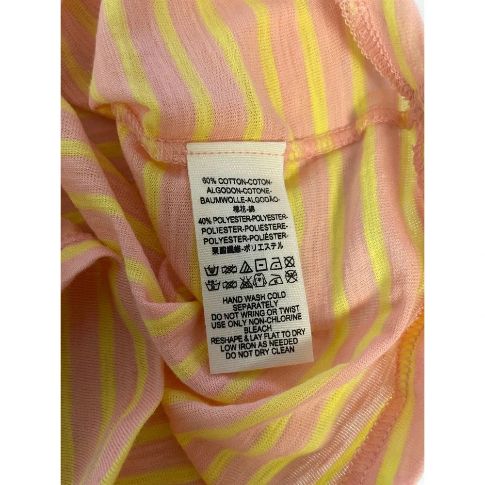 Free‎ People We The Free Striped T-Shirt Pink Yellow Summer Rose Combo XS NEW